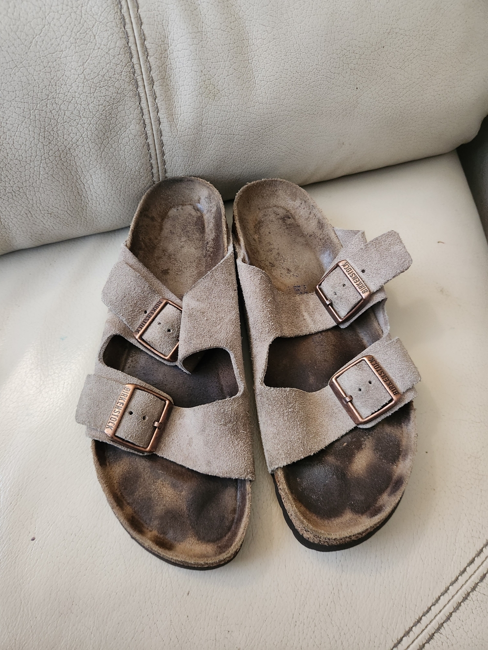 Birkenstock Arizona Suede Two-Strap Sandals - Taupe